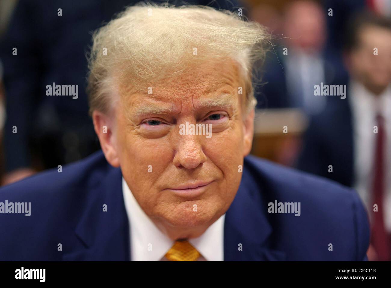 Former President Donald Trump appears at Manhattan criminal court before his trial in New York, Tuesday, May 14, 2024. (Michael M. Santiago/Pool Photo via AP) Stock Photo