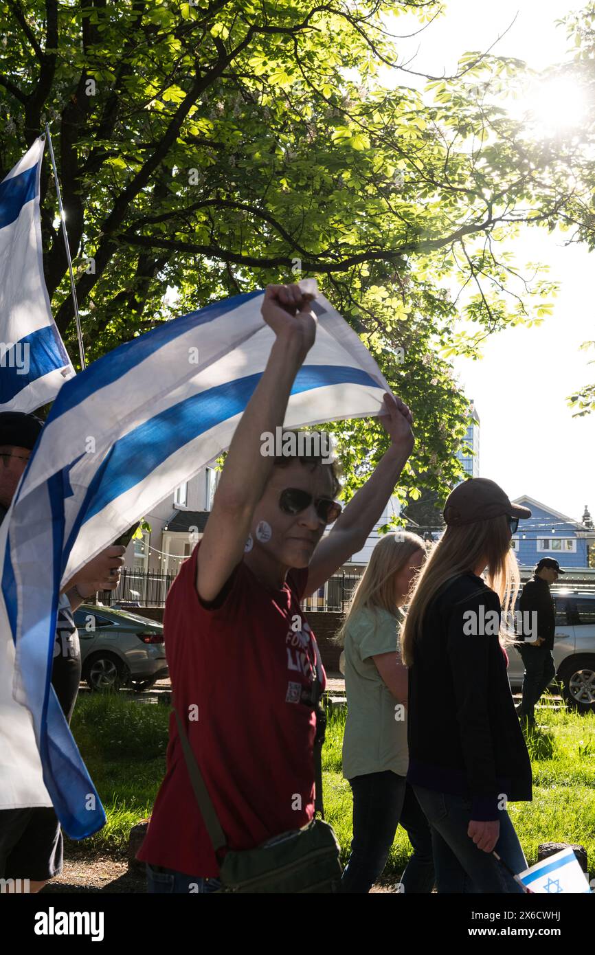Seattle, USA. 12th May 2024. The United For Israel March gathered at