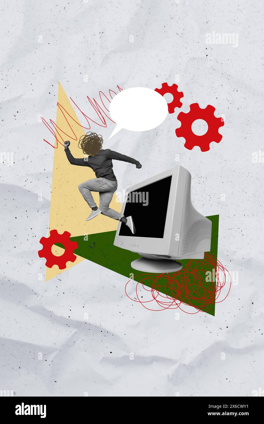 3D photo collage composite artwork sketch image of silhouette headless ...
