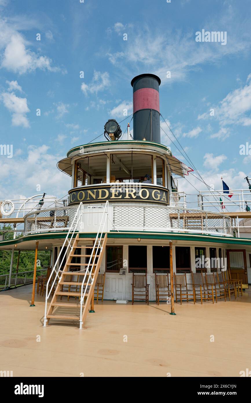 Ticonderoga. Side Wheel steamboat. Shelburne Museum, Shelburne, Burlington, New Hampshire, United States of America Stock Photo