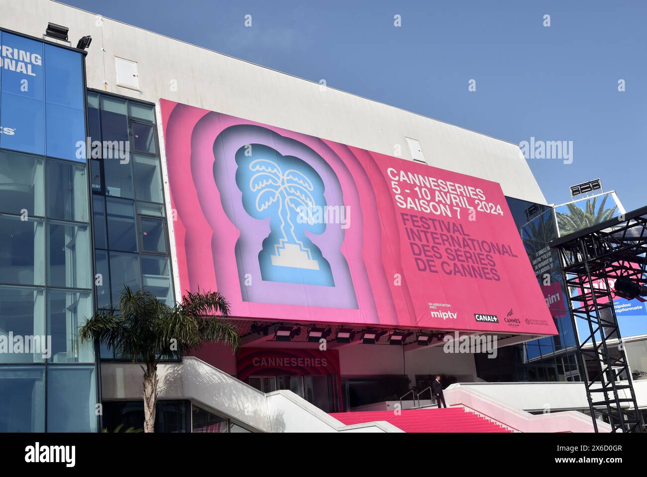 France, french riviera, Cannes, the official poste for the Canneseries, this festival value the series of all countries. Stock Photo