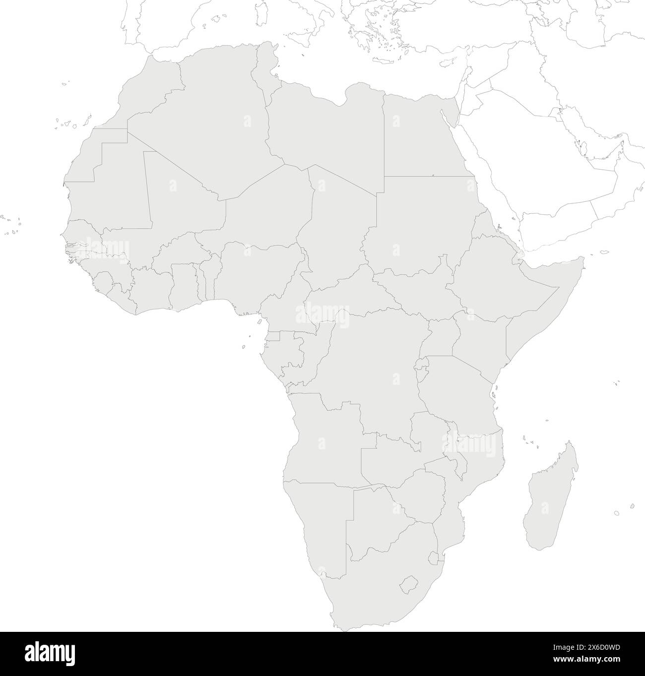Blank Political Africa Map vector illustration isolated in white background. Editable and clearly labeled layers. Stock Vector