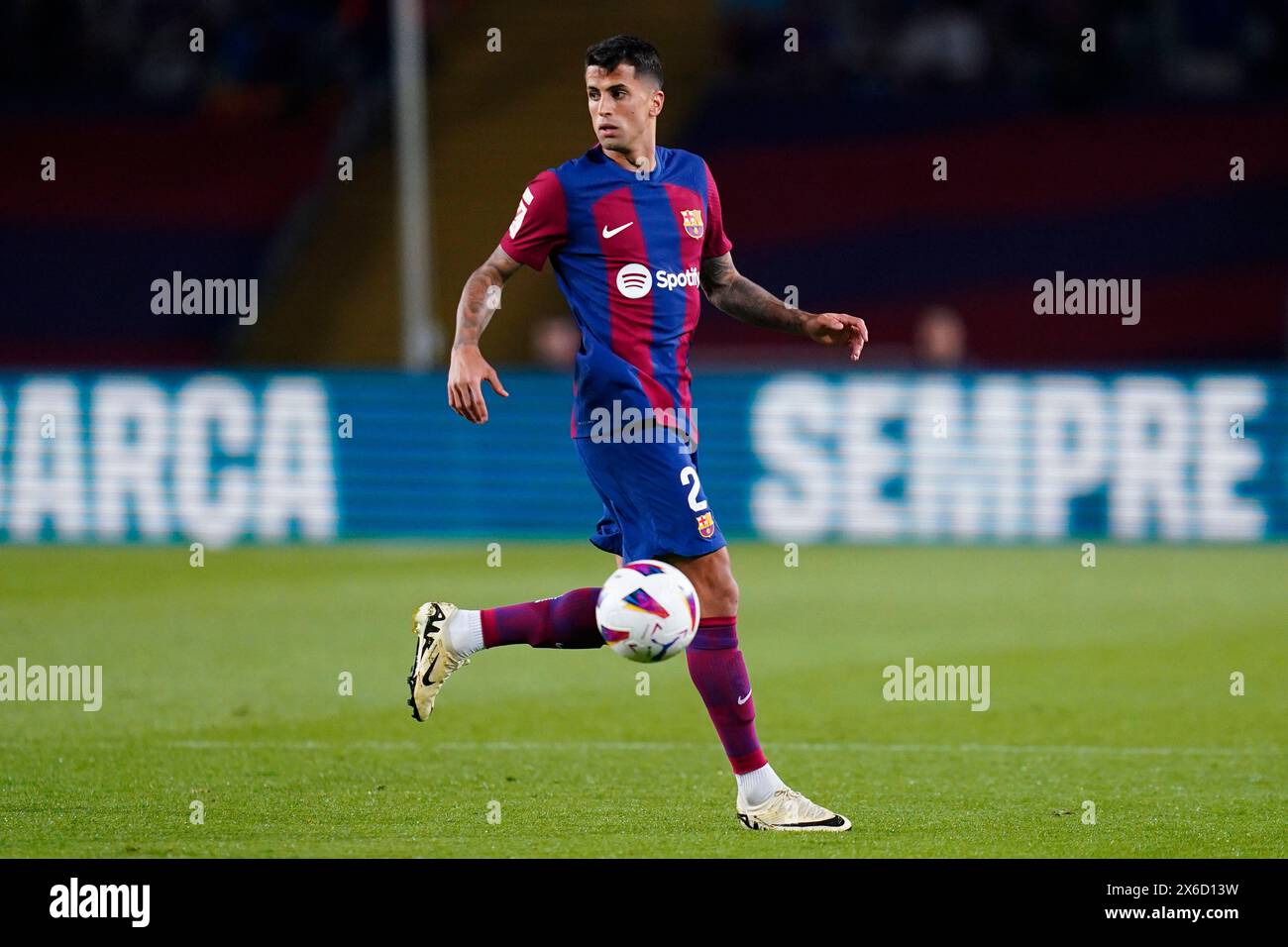 Barcelona, Spain. 13th May, 2024. Joao Cancelo of FC Barcelona during the La Liga EA Sports match between FC Barcelona and Real Sociedad played at Lluis Companys Stadium on May 13, 2024 in Barcelona, Spain. (Photo by Sergio Ruiz/PRESSINPHOTO) Credit: PRESSINPHOTO SPORTS AGENCY/Alamy Live News Stock Photo