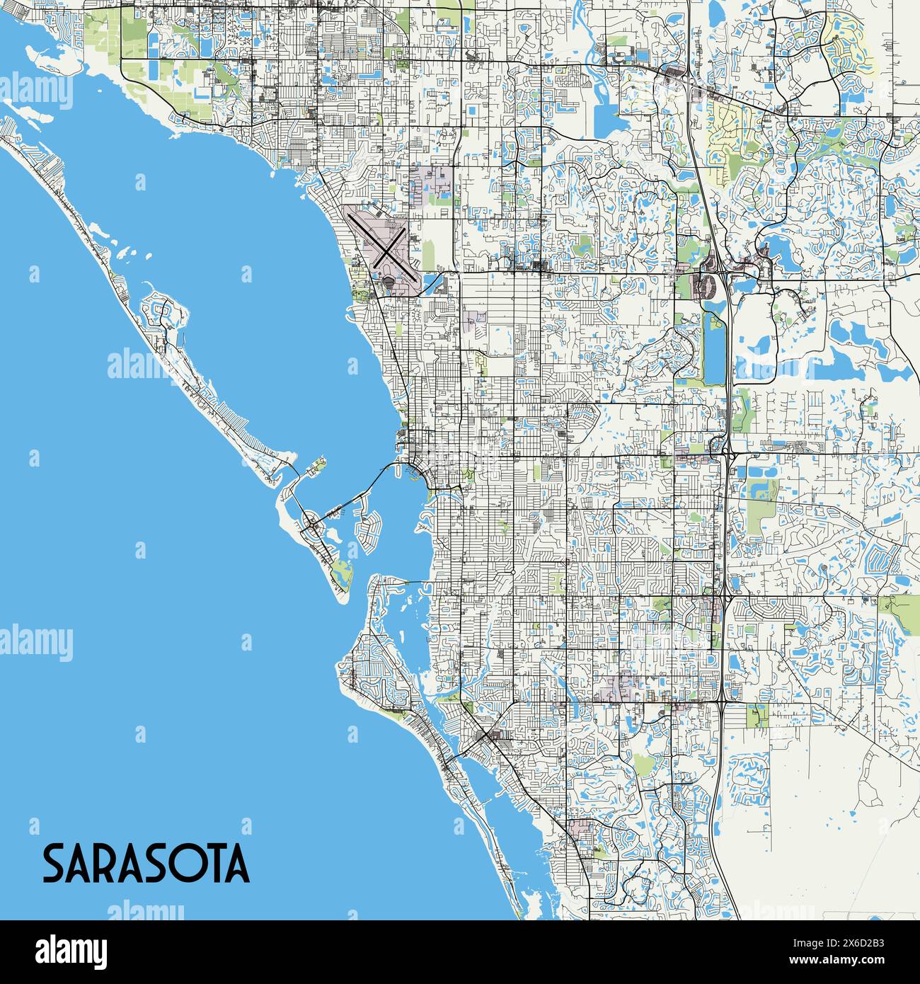 Sarasota , Florida USA map poster art Stock Vector Image & Art Alamy