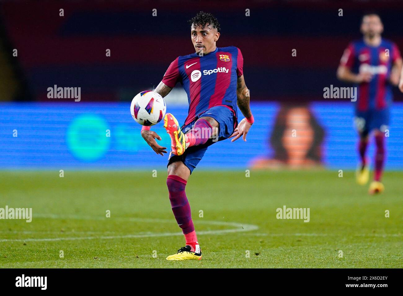 Barcelona, Spain. 13th May, 2024. Raphael Dias Belloli Raphinha of FC Barcelona during the La Liga EA Sports match between FC Barcelona and Real Sociedad played at Lluis Companys Stadium on May 13, 2024 in Barcelona, Spain. (Photo by Sergio Ruiz/PRESSINPHOTO) Credit: PRESSINPHOTO SPORTS AGENCY/Alamy Live News Stock Photo