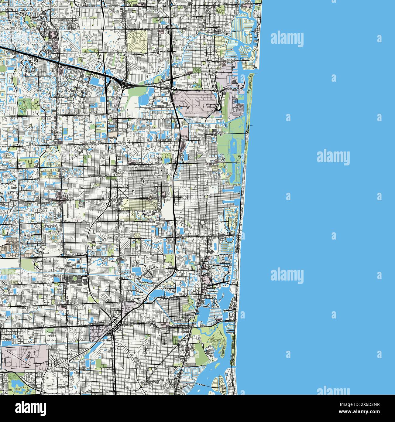 Map of hollywood hi res stock photography - Hollywood Florida Usa Map Poster Art 2X6D2NR