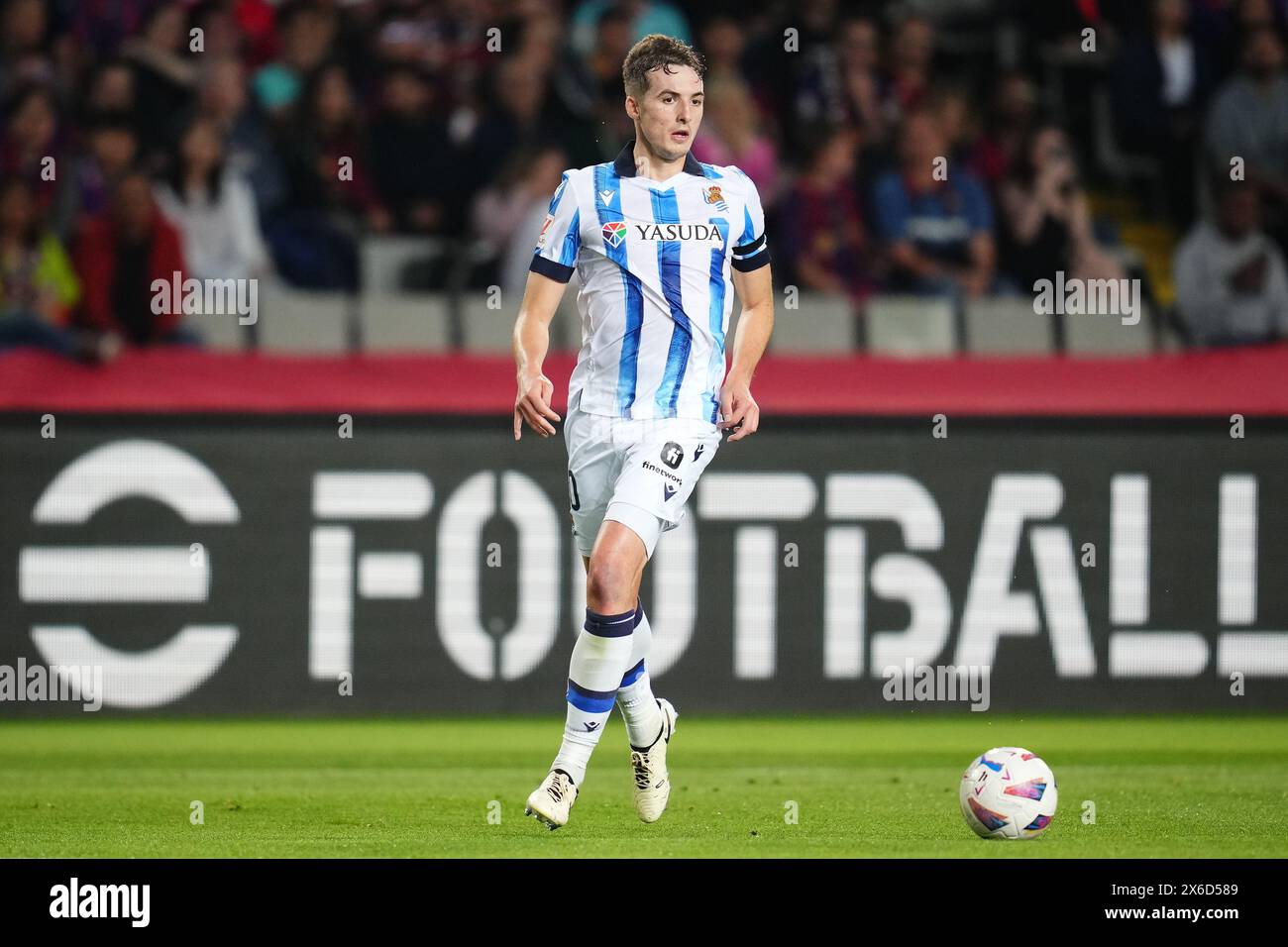 Barcelona, Spain. 13th May, 2024. Jon Pacheco of Real Sociedad during the La Liga EA Sports match between FC Barcelona and Real Sociedad played at Lluis Companys Stadium on May 13, 2024 in Barcelona, Spain. (Photo by Sergio Ruiz/PRESSINPHOTO) Credit: PRESSINPHOTO SPORTS AGENCY/Alamy Live News Stock Photo