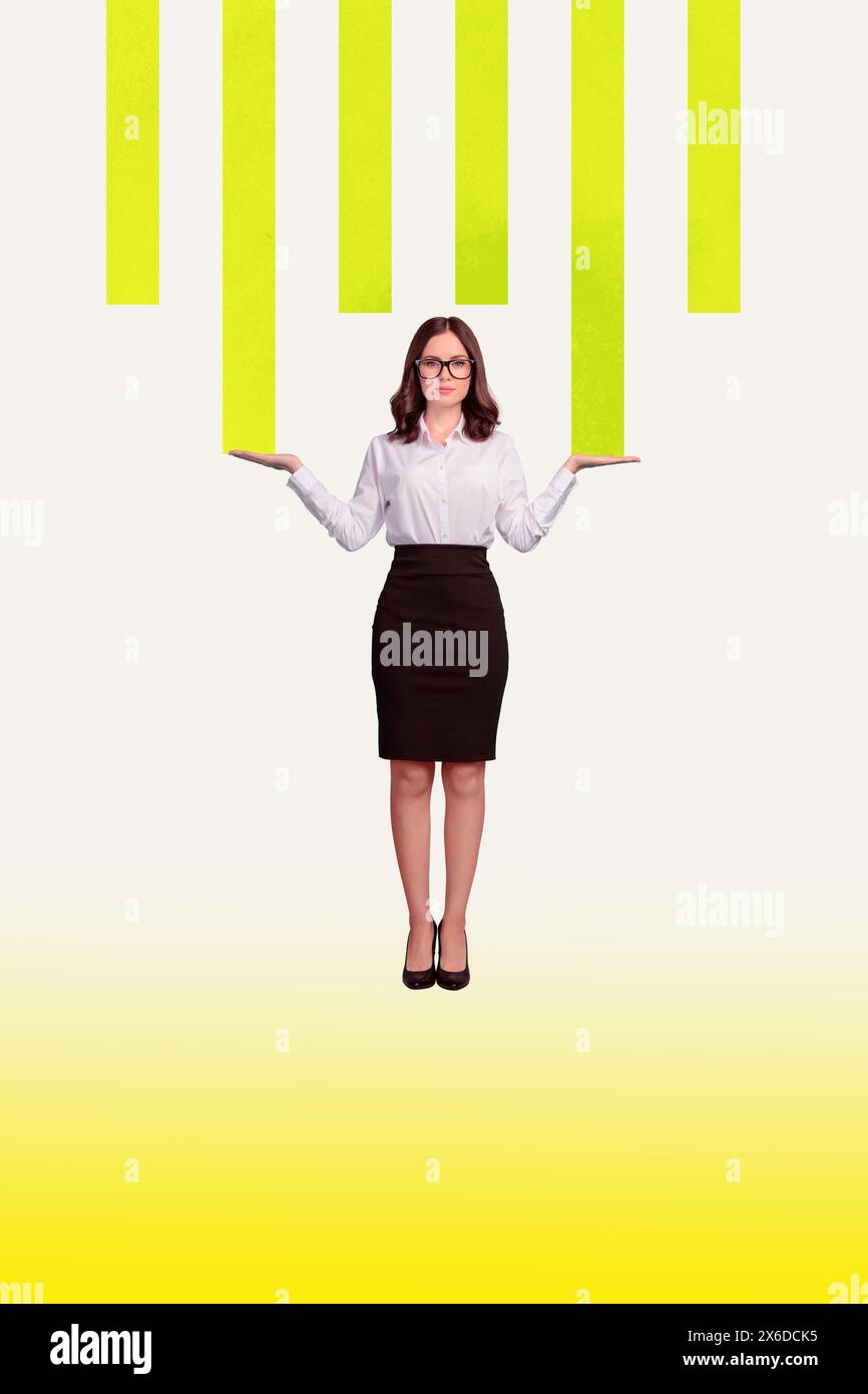 Vertical photo collage of serious businesswoman wear stylish formal