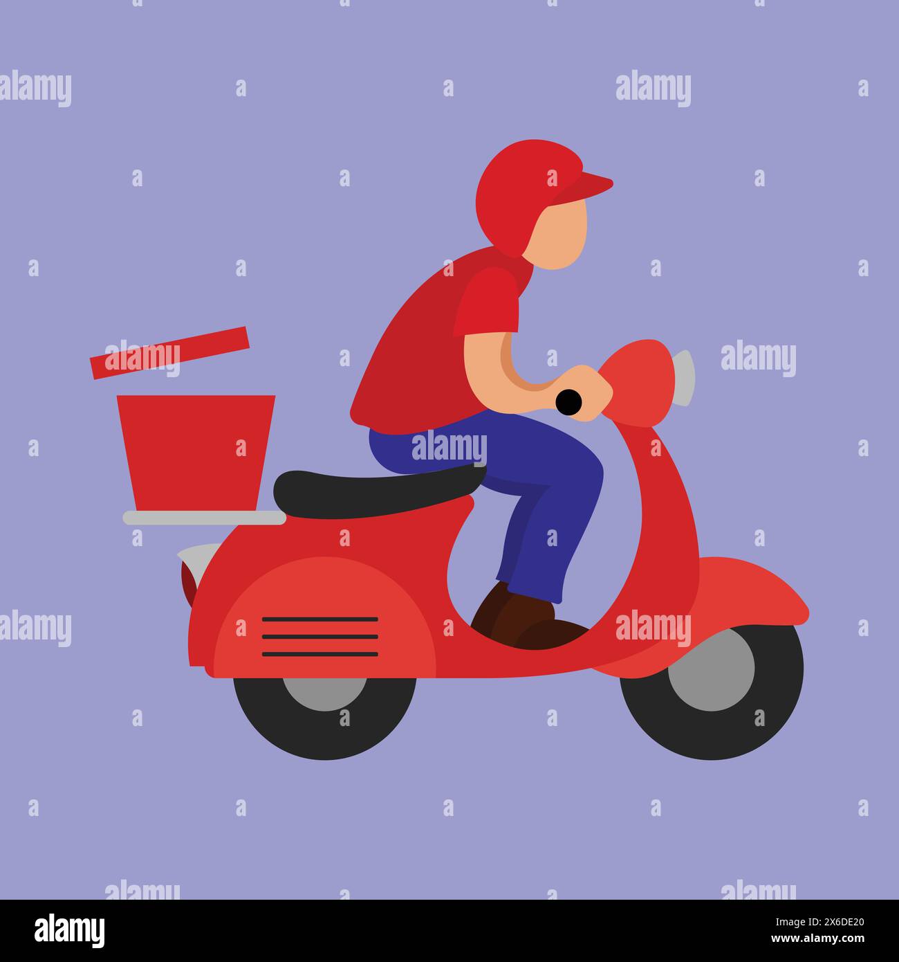 Delivery guy Vector Illustration. Delivery man on Scooter illustration ...