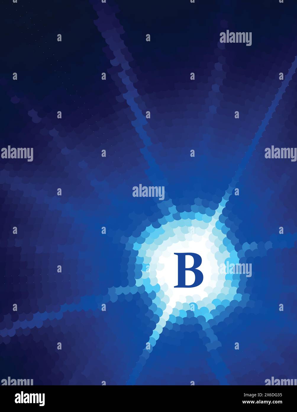 Abstract dark blue halftone dotted pattern with star circle. Vector ...