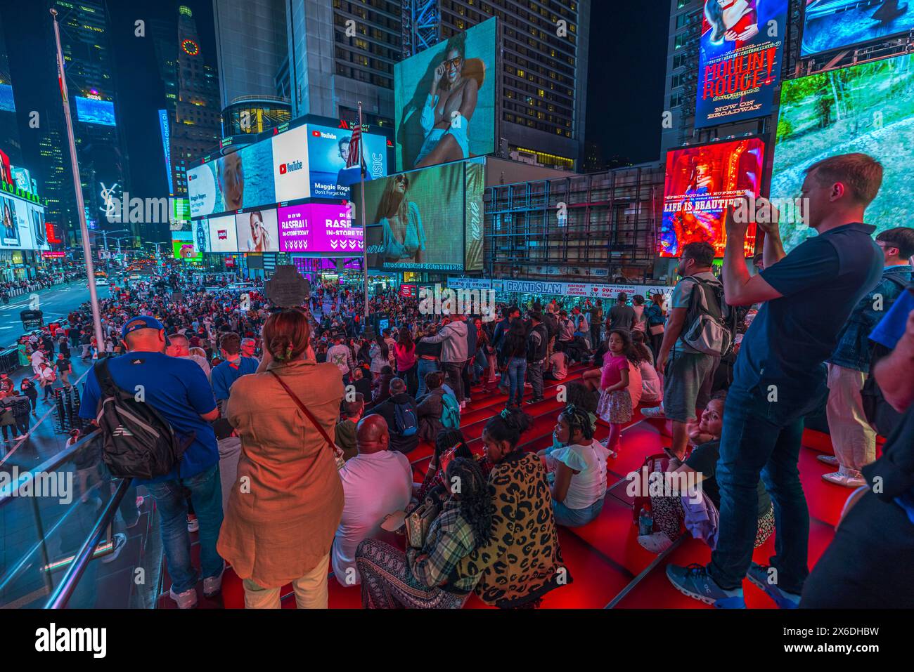 Times square red stair hi-res stock photography and images - Alamy