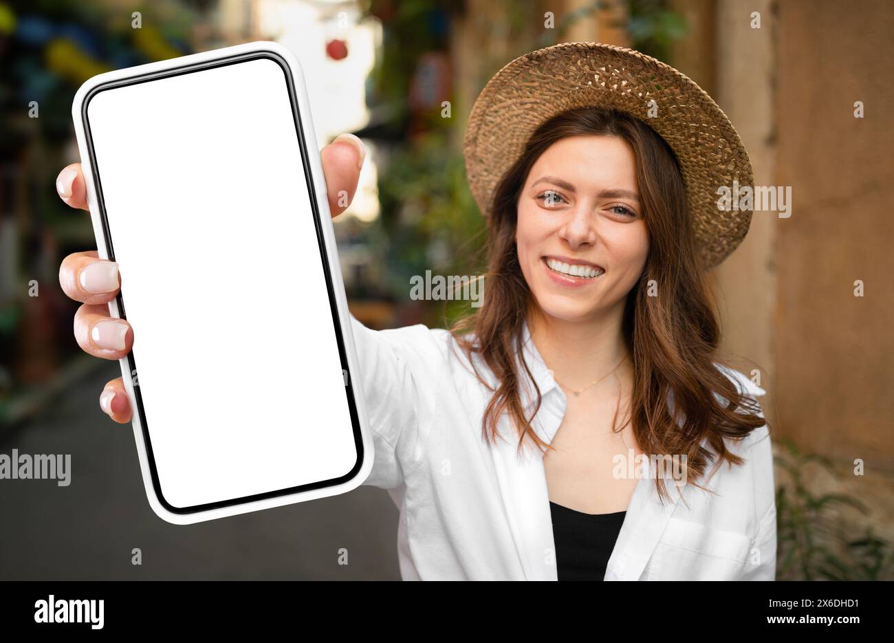 Phone mockup woman hand hi-res stock photography and images - Alamy