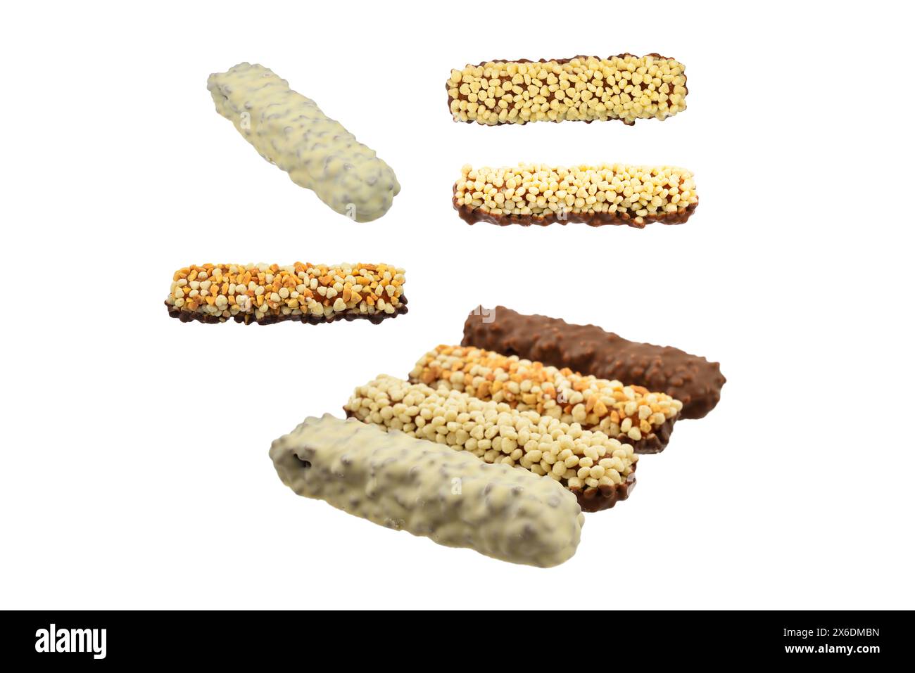 Chocolate bars with nuts isolated on a white background Stock Photo