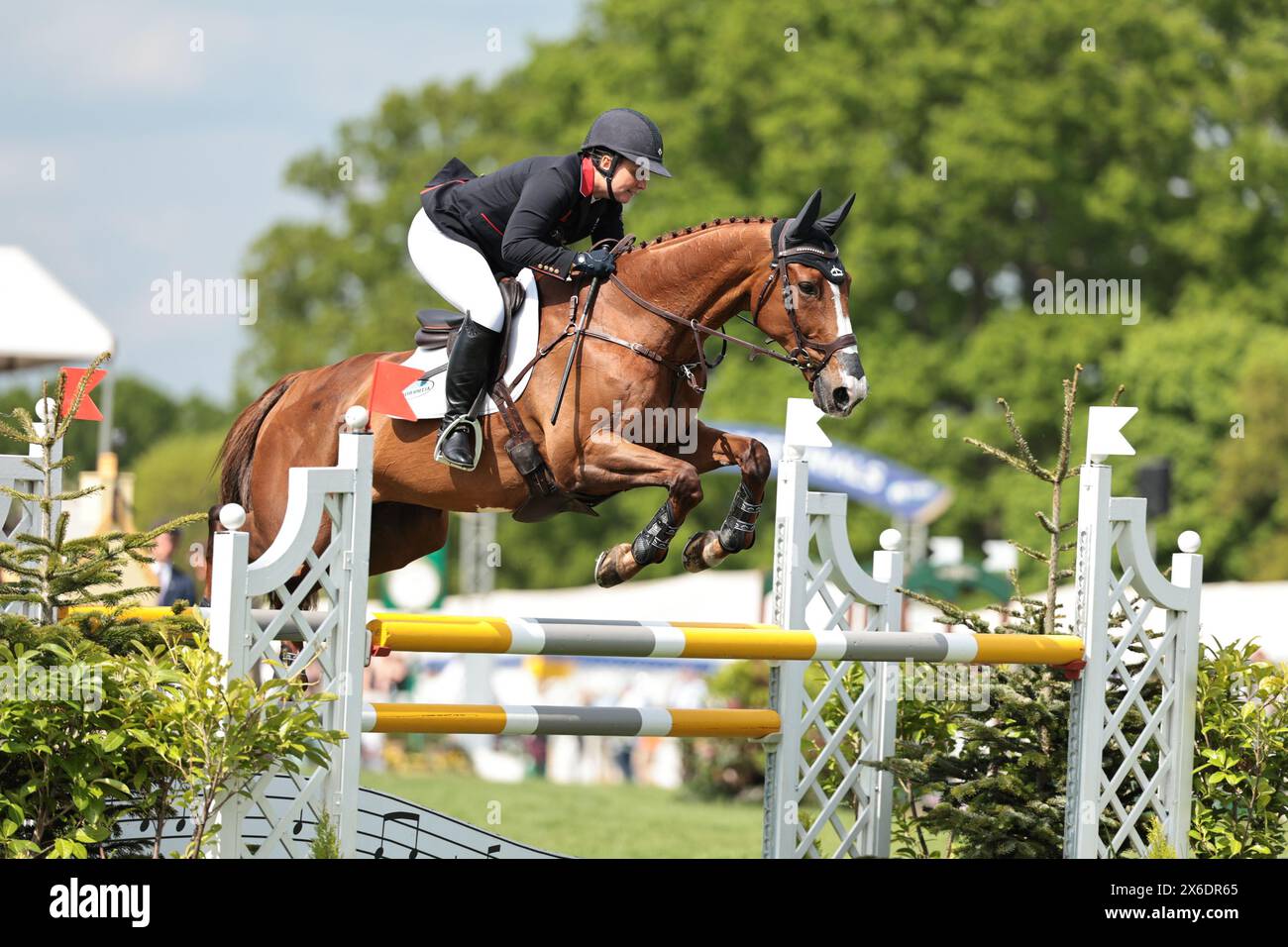 Gemma Stevens of Great Britain with Chilli Knight during showjumping at ...