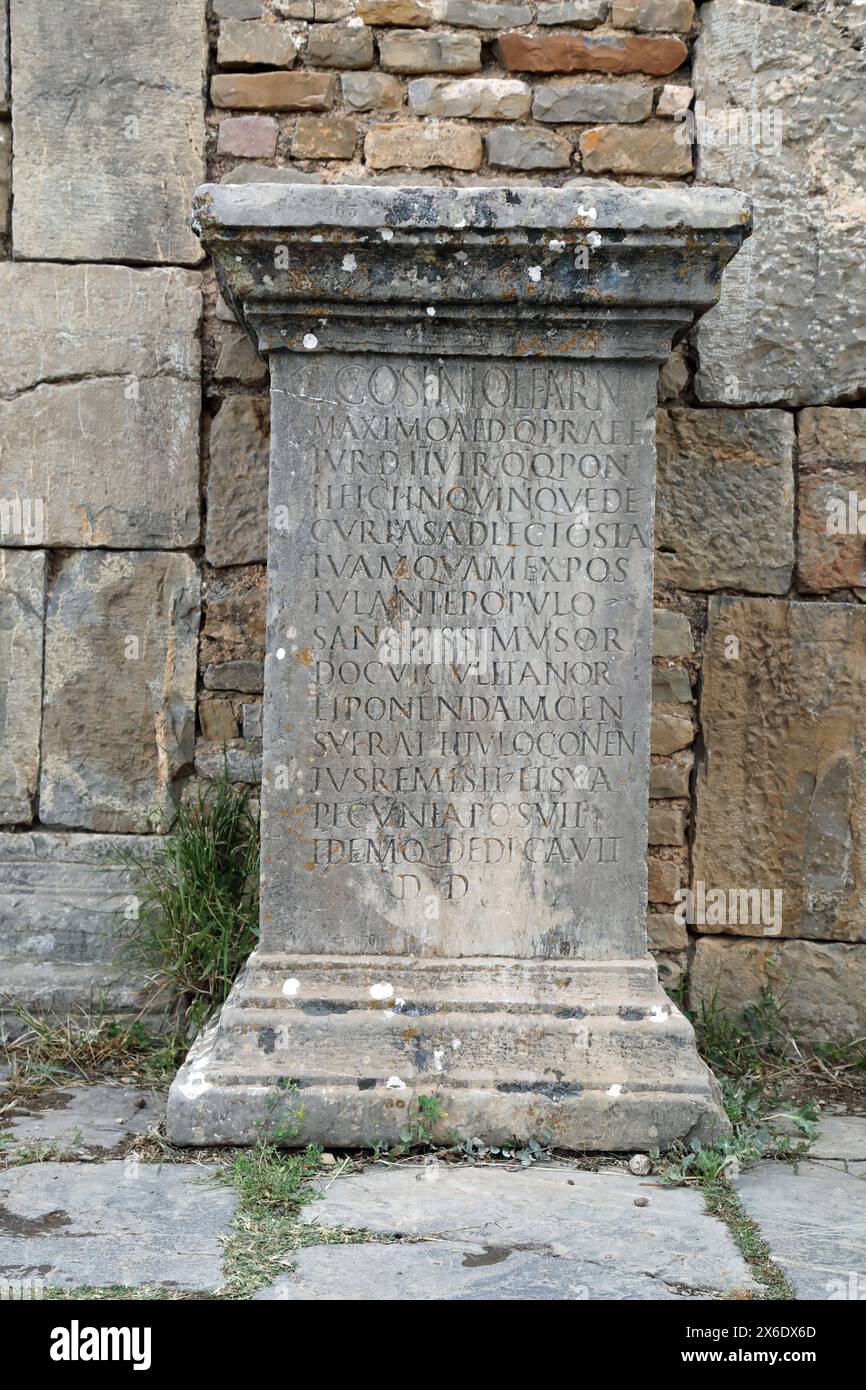 Roman inscription at Djemila in Algeria Stock Photo