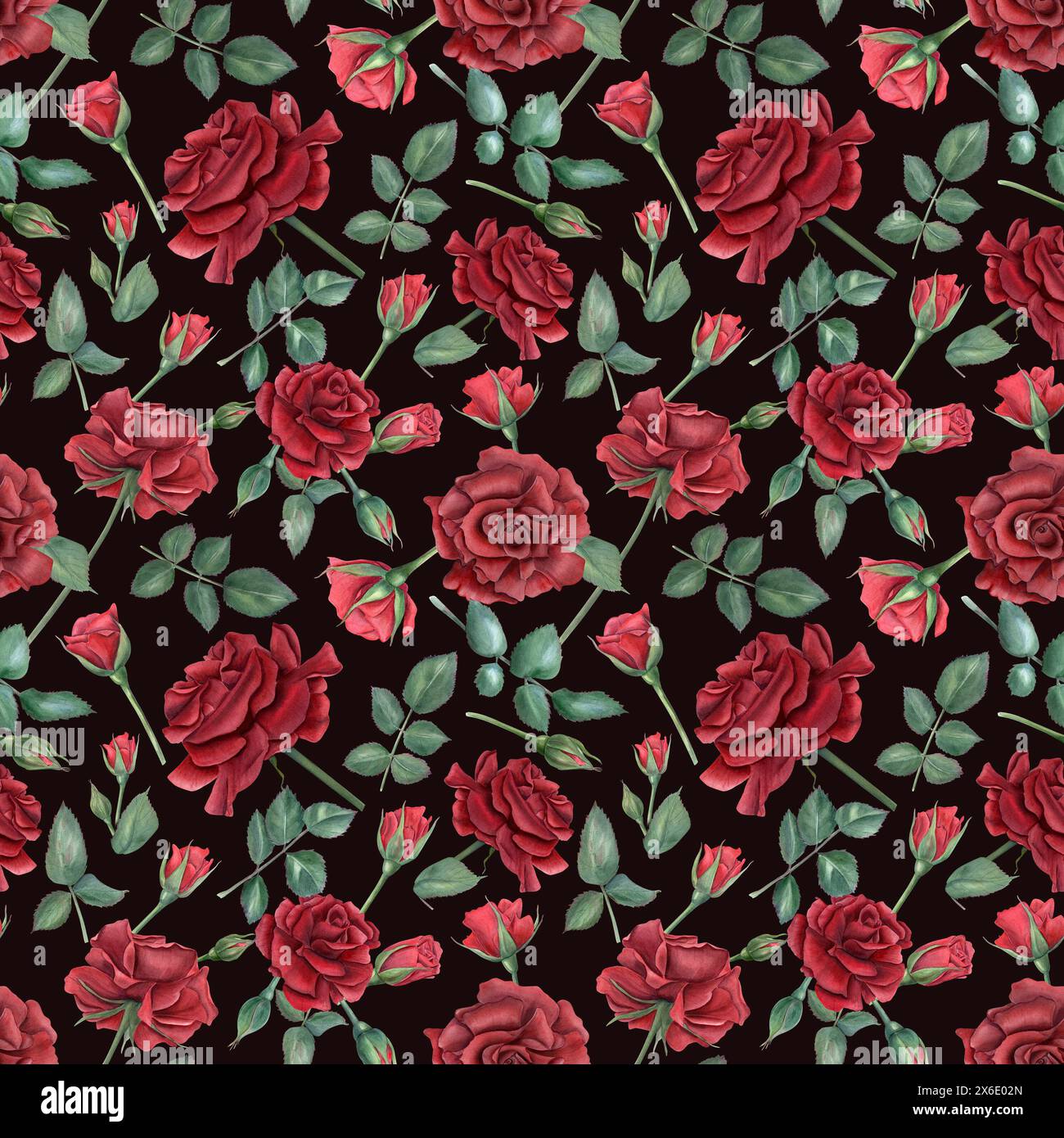 Seamless red rose pattern hi-res stock photography and images - Alamy