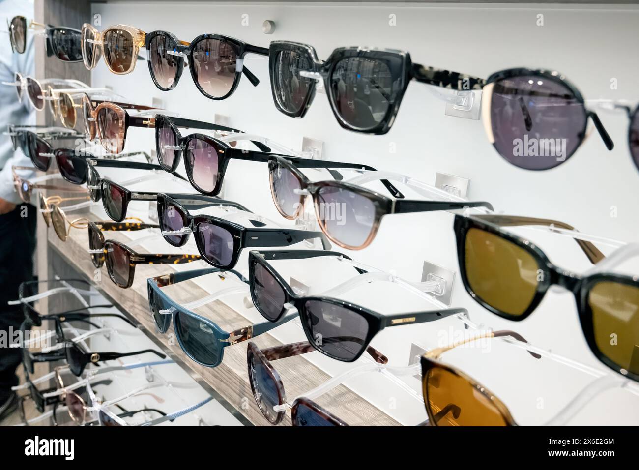 Large variety of prescription corrective sunglasses on display at
