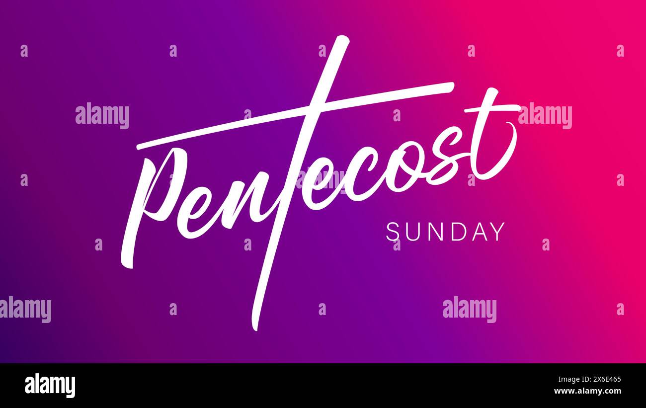 Pentecost Sunday calligraphy web slide. The power of the Holy Spirit creative concept for church service. Vector illustration Stock Vector