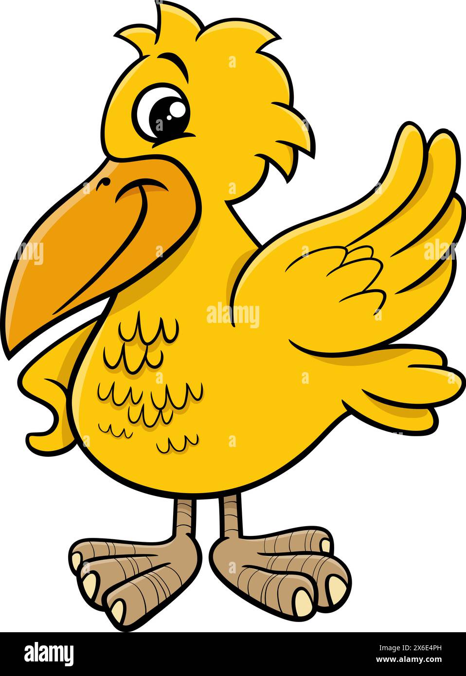 Cartoon illustration of fantasy yellow bird comic animal character Stock Vector