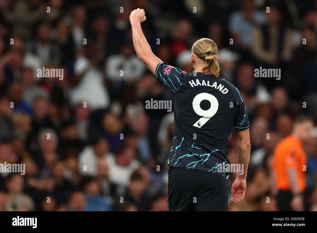 Tottenham Hotspur Stadium, London, UK. 14th May, 2024. Premier League Football, Tottenham Hotspur versus Manchester City; Erling Haaland of Manchester City celebrates after he scores for 0-1 in the 51st minute Credit: Action Plus Sports/Alamy Live News Stock Photo