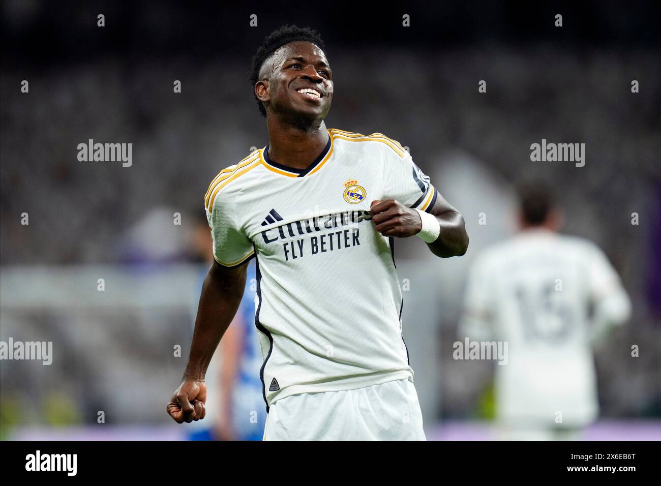 Madrid, Spain. 14th May, 2024. Vinicius Jr of Real Madrid during the La Liga match between Real Madrid and Deportivo Alaves played at Santiago Bernabeu Stadium on May 14, 2024 in Madrid, Spain. (Photo by Cesar Cebolla/PRESSINPHOTO) Credit: PRESSINPHOTO SPORTS AGENCY/Alamy Live News Stock Photo