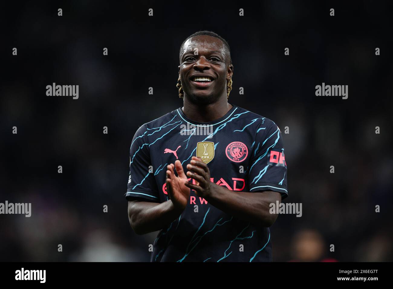 LONDON, UK - 14th May 2024:  Jeremy Doku of Manchester City celebrates after the Premier League match between Tottenham Hotspur and Manchester City at Tottenham Hotspur Stadium  (Credit: Craig Mercer/ Alamy Live News) Stock Photo