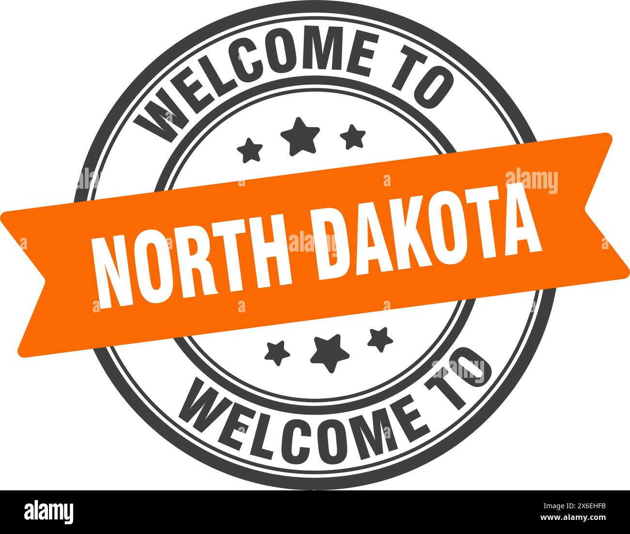 Welcome to North Dakota stamp. North Dakota round sign isolated on white background Stock Vector