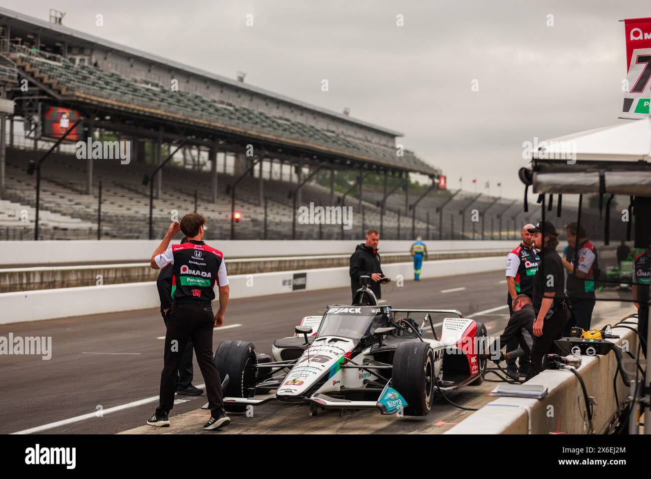 Indianapolis, United States. 14th May, 2024. Takuma Sato, of team Rahal Letterman Lanigan Racing, (75) seen during the first day of practice for the Indy 500 at Indianapolis Motor Speedway. Credit: SOPA Images Limited/Alamy Live News Stock Photo