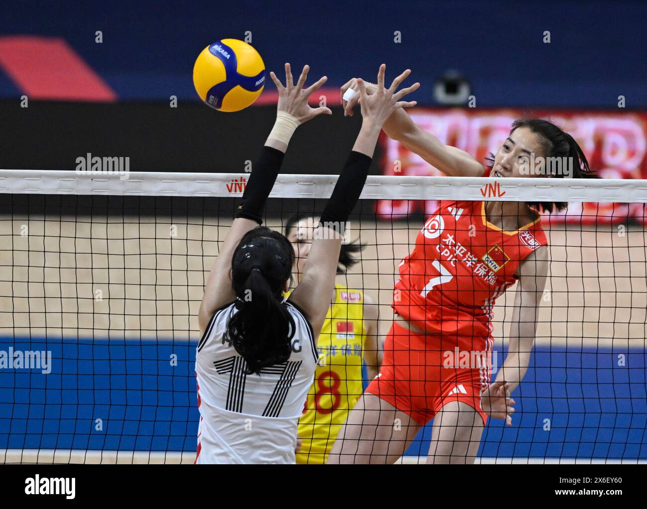 Rio De Janeiro, Brazil. 14th May, 2024. Yuanyuan Wang strikes the ball ...