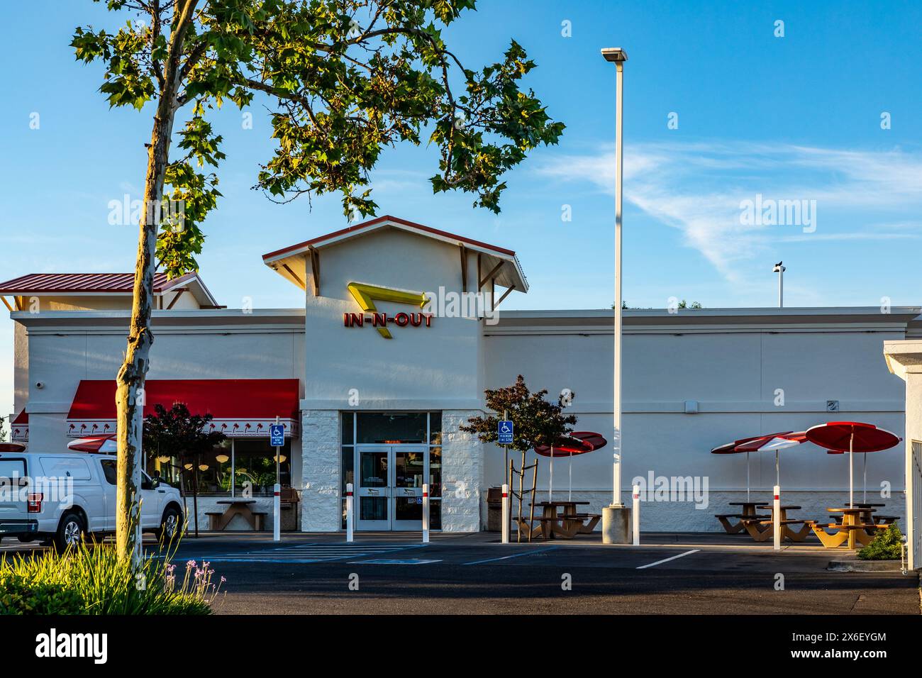 The In N Out hamburger restaurant in the California Central Valley town