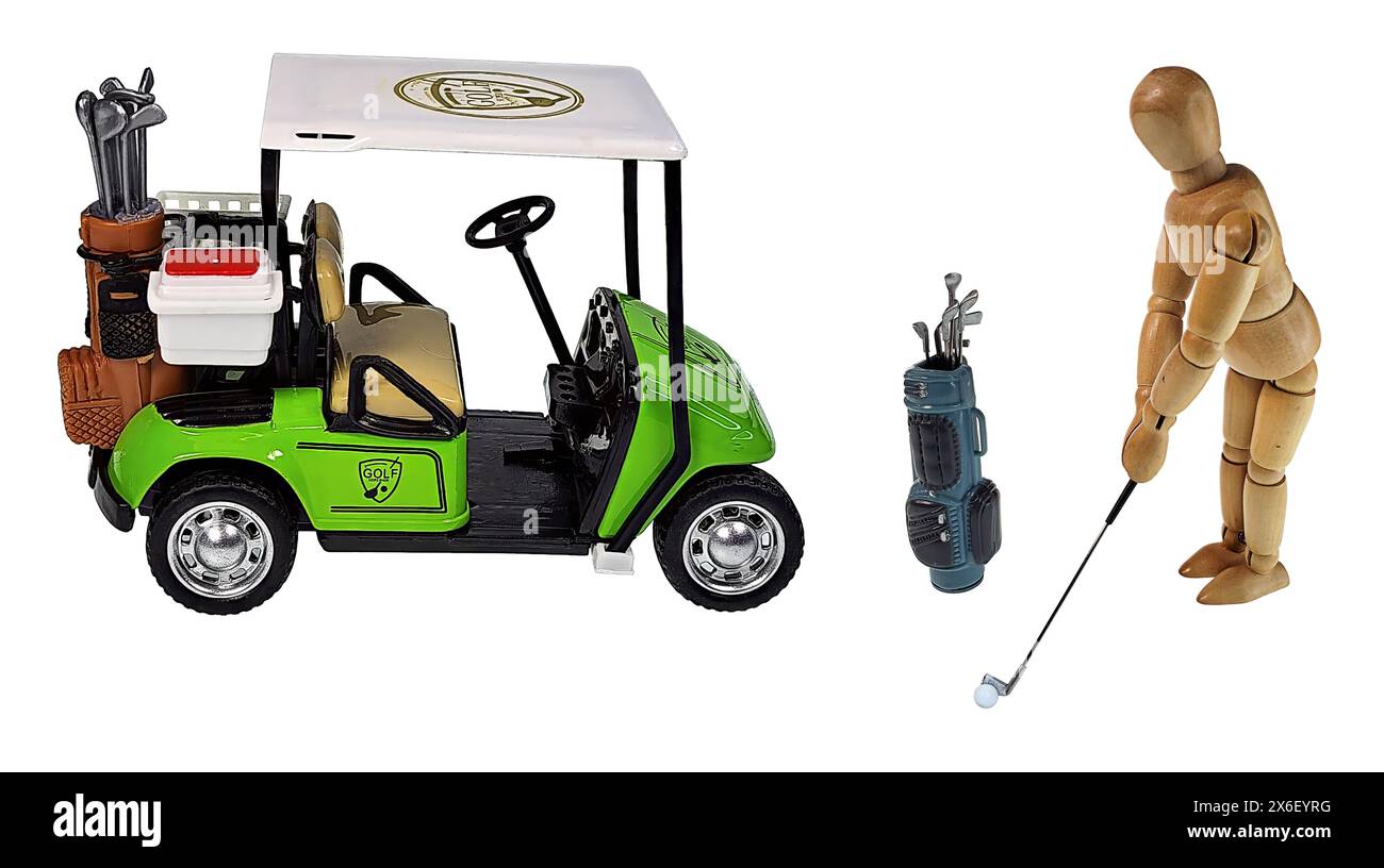Golfer and a golf cart used for transportation during a game of golf Stock Photo