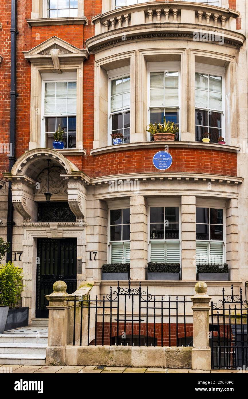 Former residence of PG Wodehouse in Dunraven Street, W1, London, Monday