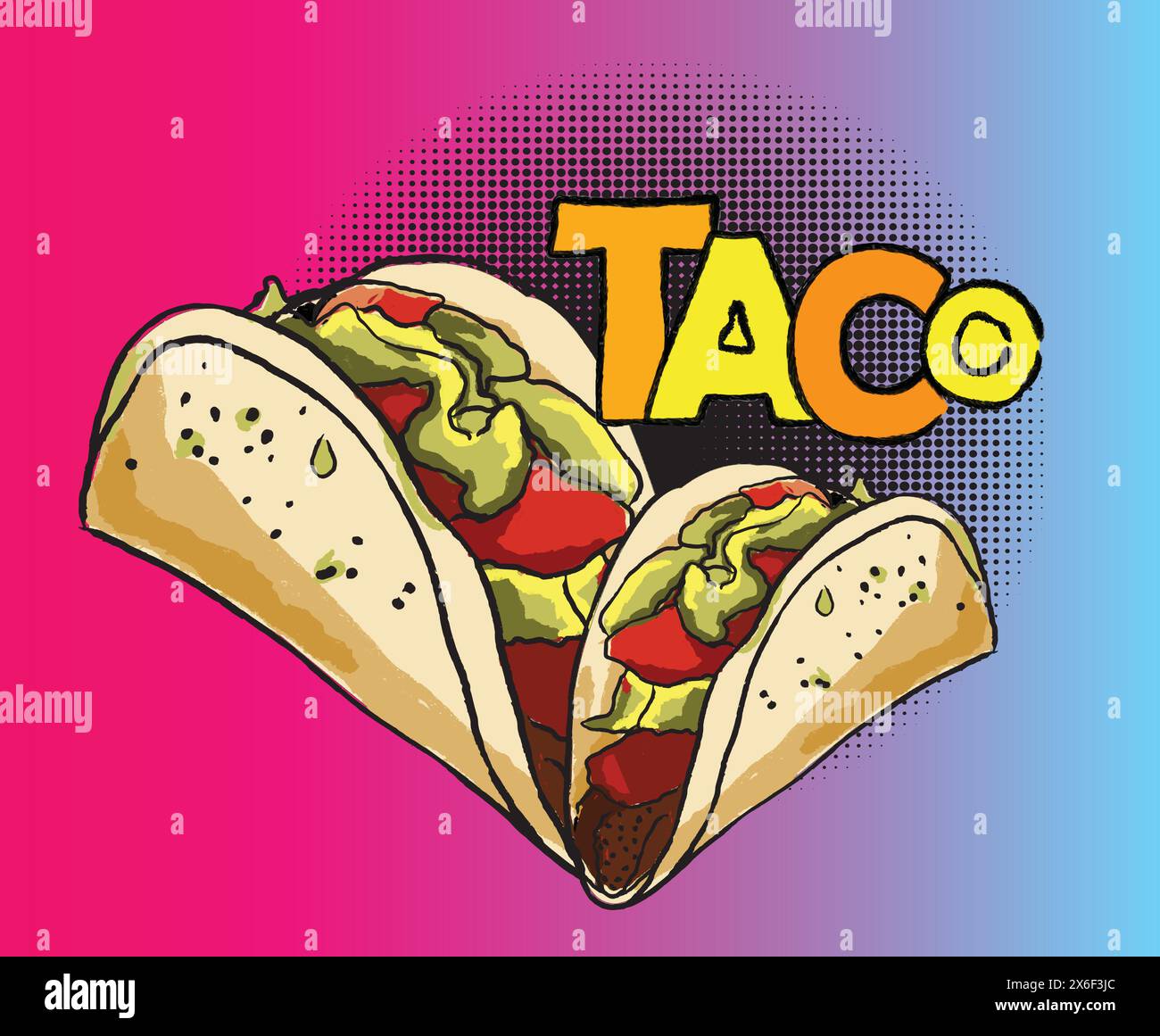 mexican tacos illustration Stock Vector