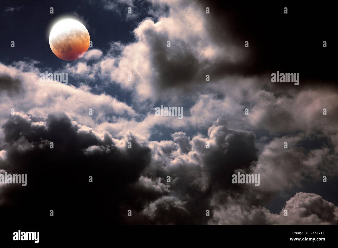 Partial lunar eclipse. Stock Photo