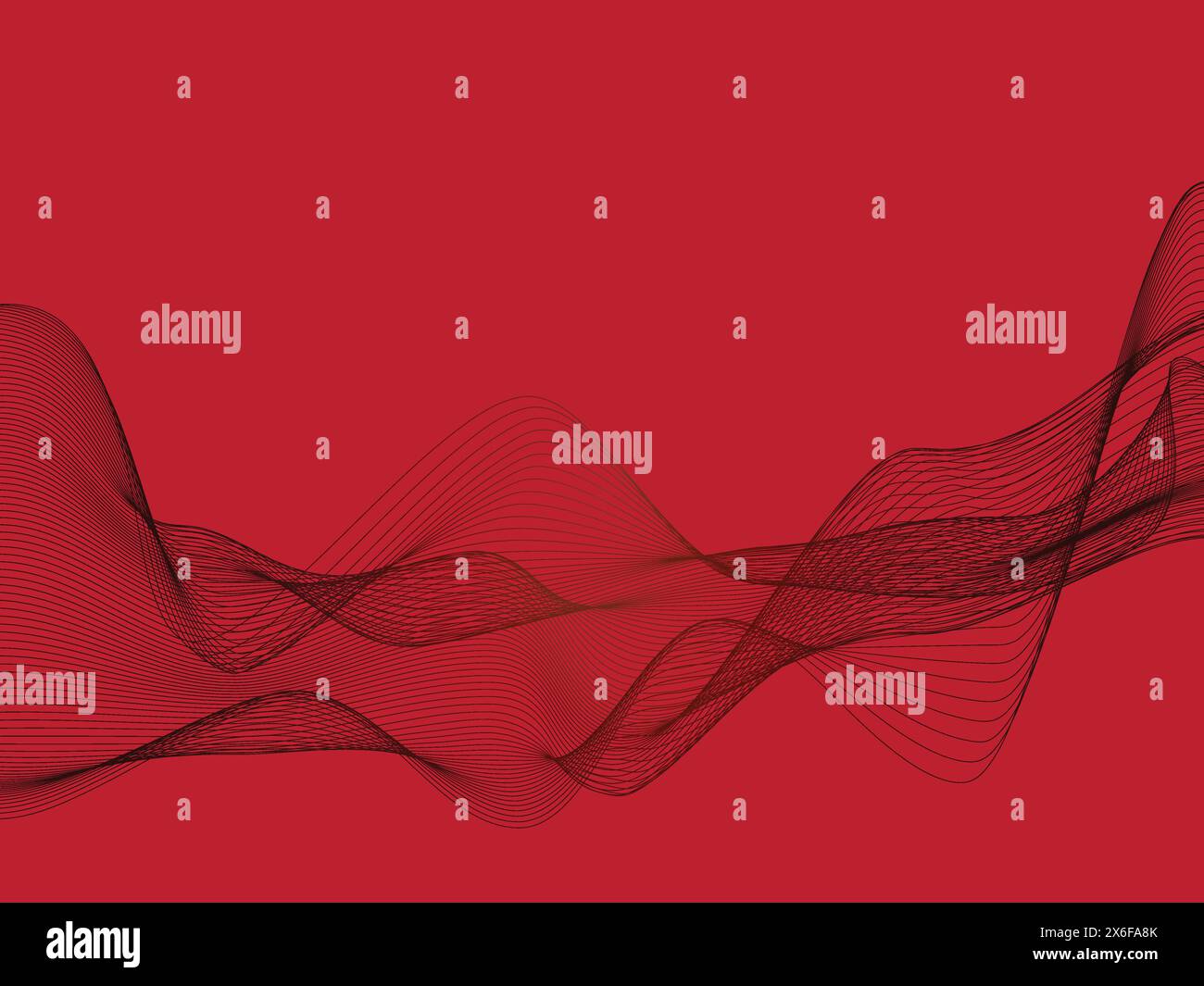 black abstract line wave with red background. Shiny moving lines design ... image.