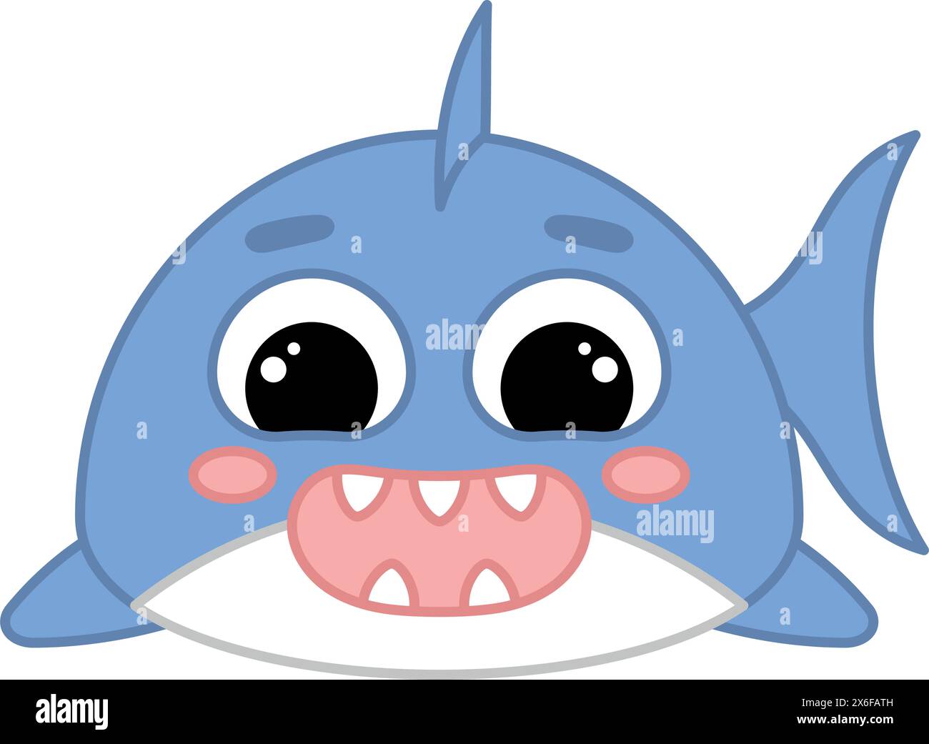 Cute Kawaii Shark Emoji Icon Vector Stock Vector Image Art Alamy