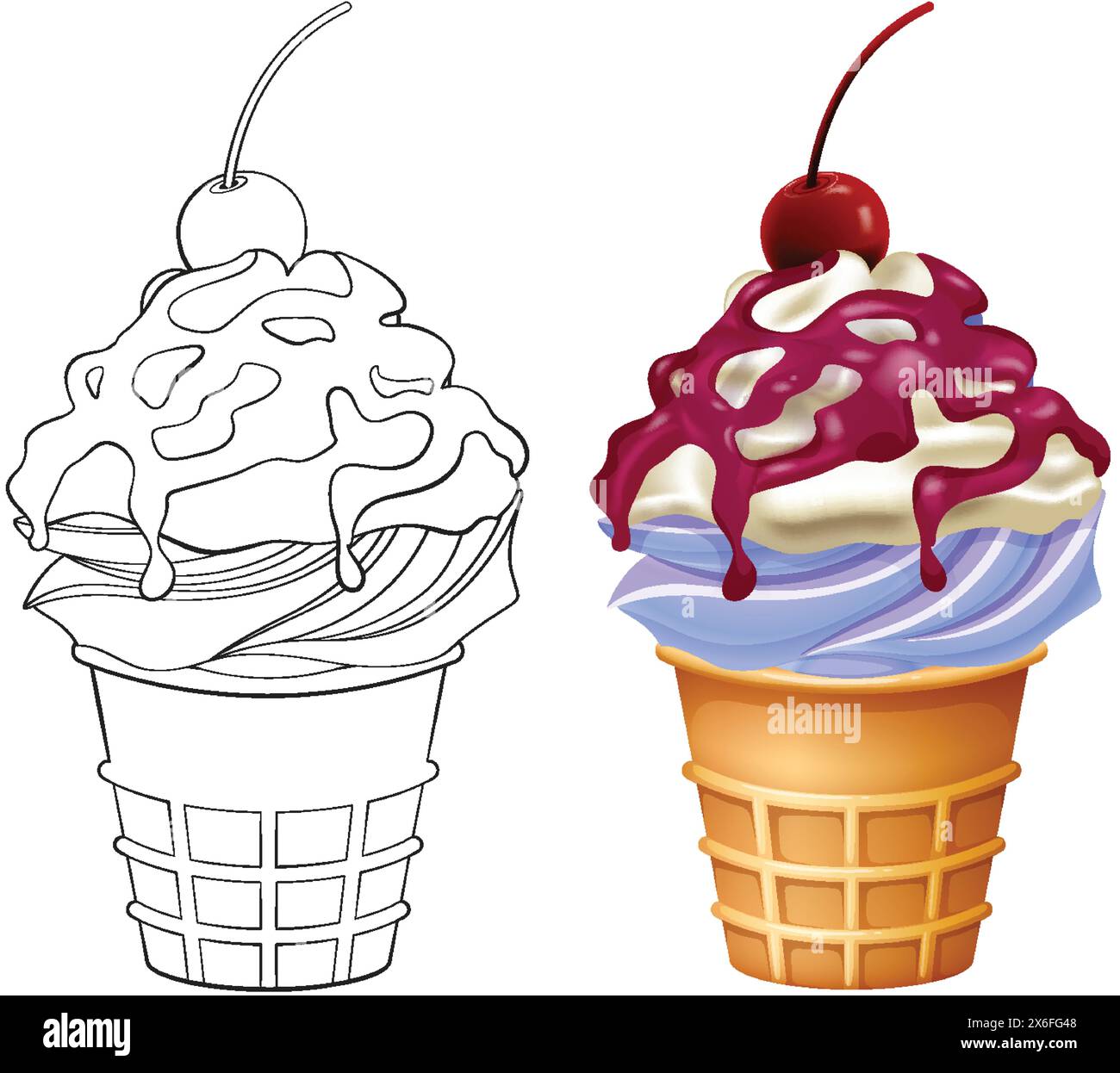 Vector illustration of two ice cream cones Stock Vector Image & Art - Alamy