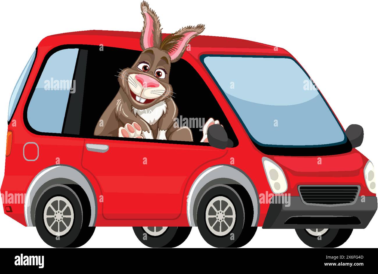 Cartoon rabbit enjoying a ride in a vehicle Stock Vector Image & Art ...