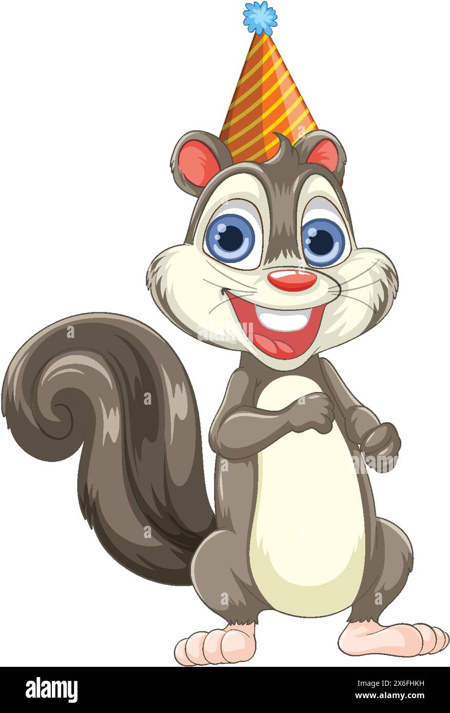 Cartoon squirrel celebrating with a colorful hat Stock Vector Image ...