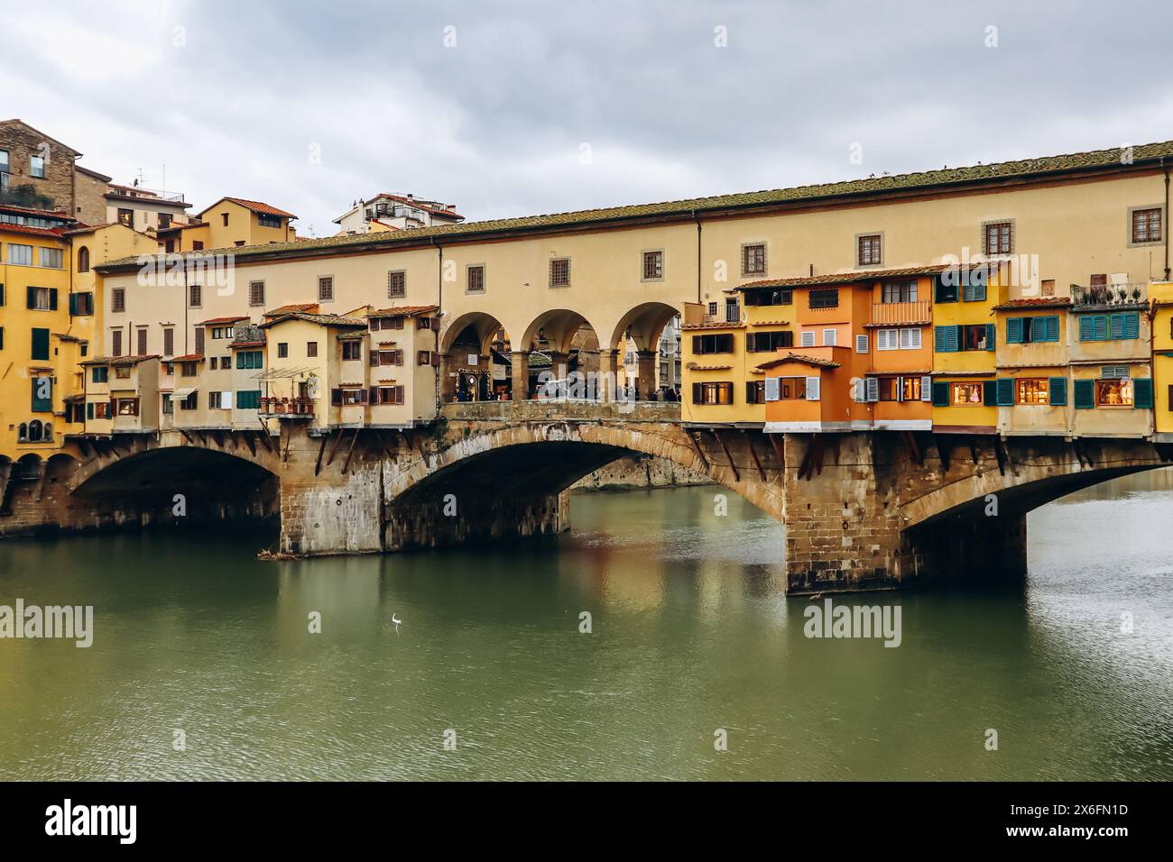 The Ponte Vecchio, a medieval stone closed-spandrel segmental arch ...