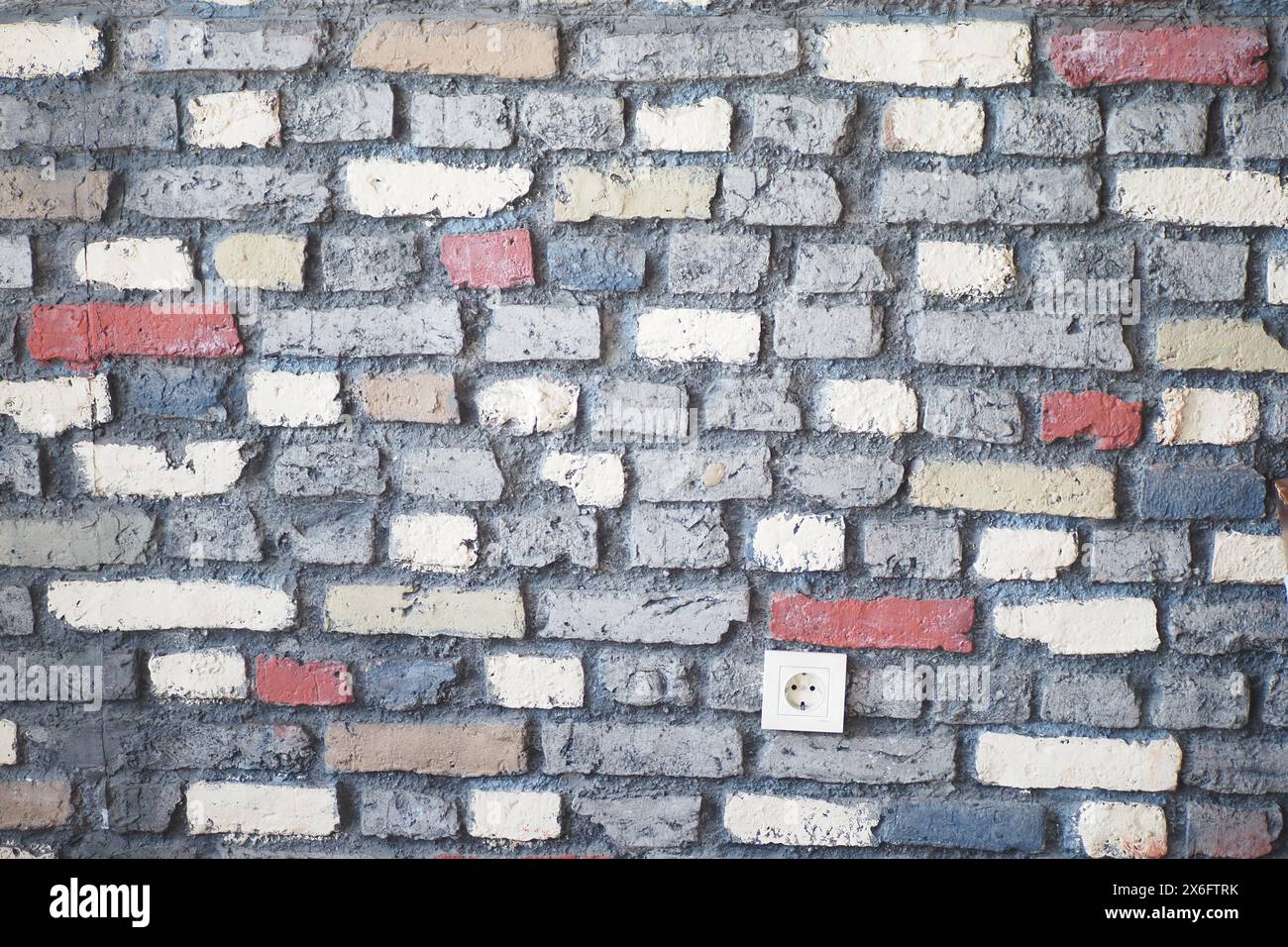 old gray red and white brick wall background  Stock Photo