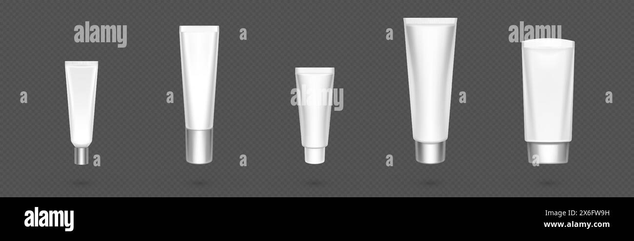 3D set of cosmetic cream tubes isolated on transparent background ...