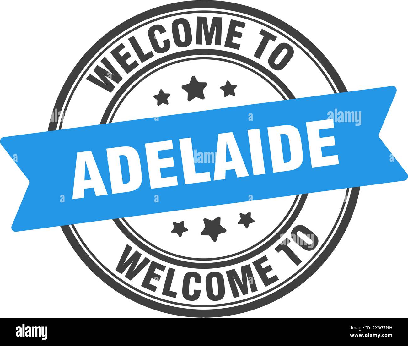 to Adelaide stamp. Adelaide round sign isolated on white