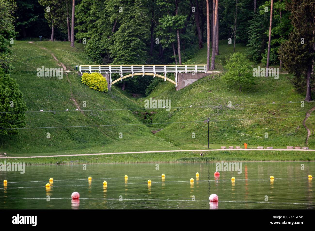 The wooden pedestrian bridge is also called the Lovers Bridge in Temple