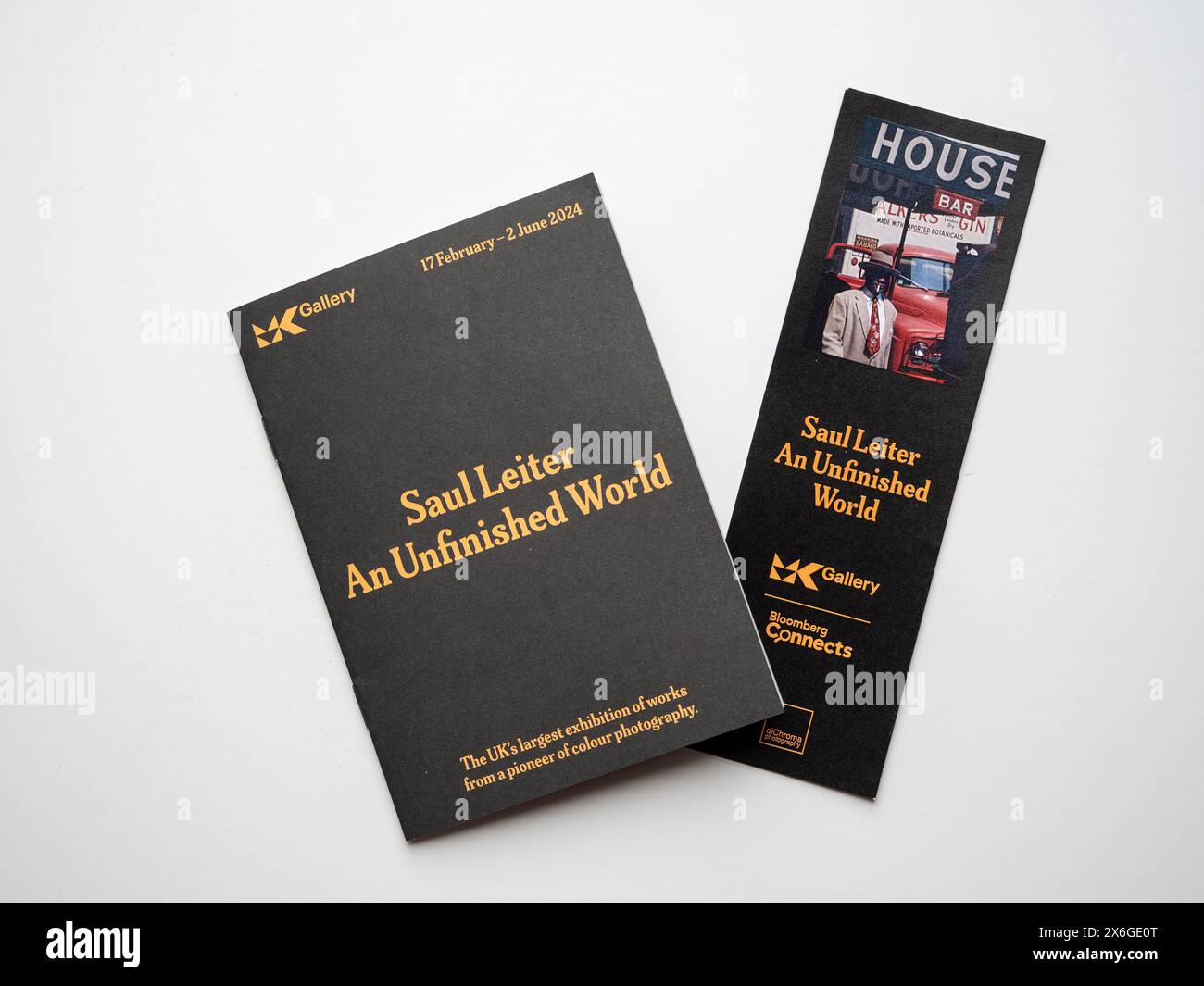 Booklet and bookmark for Saul Leiter, An Unfinished World at MK Gallery, Milton Keynes, UK; an exhibition of the photographer's work in February 2024 Stock Photo