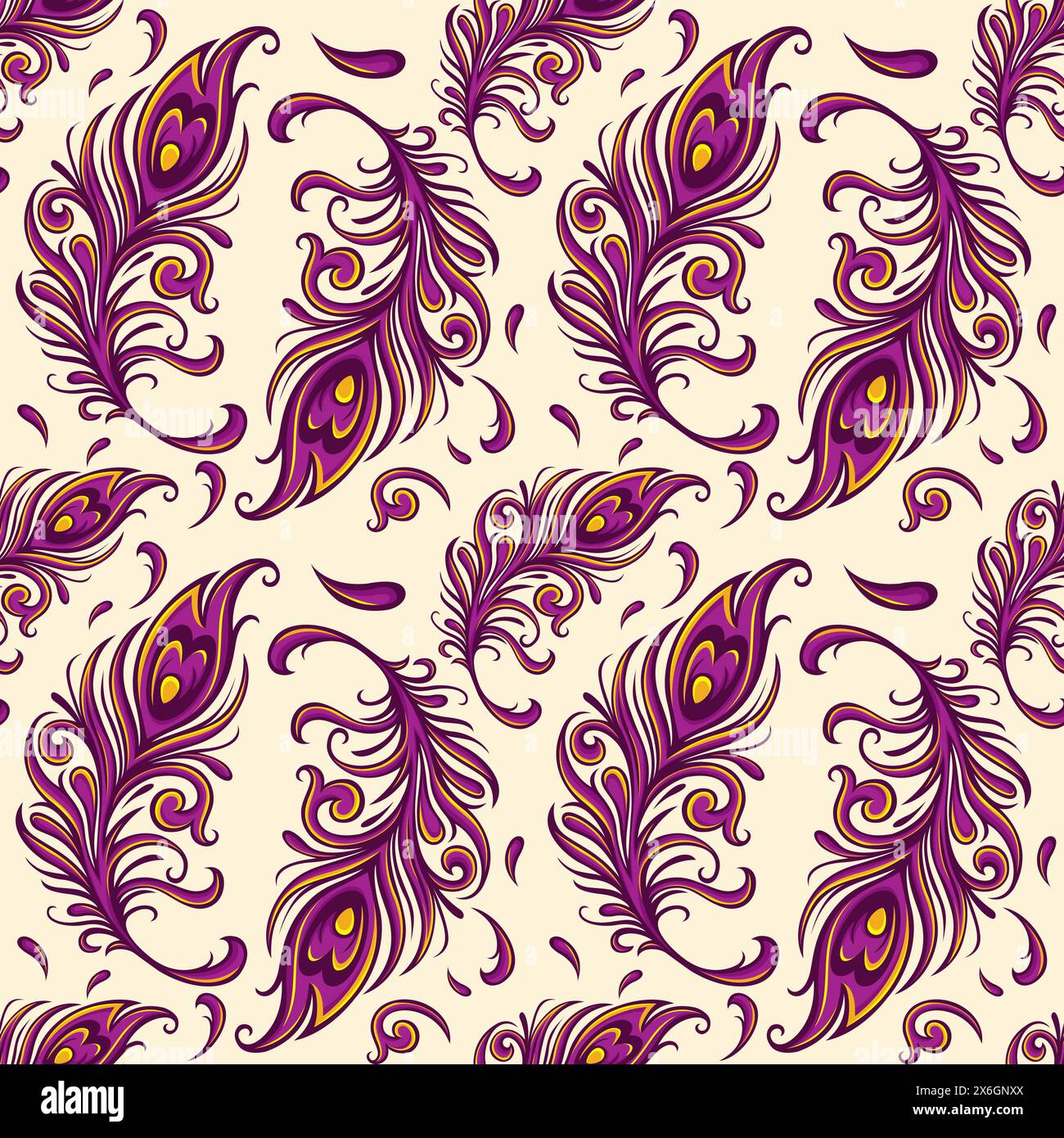 seamless pattern peacock feather. wallpaper feather vector Stock Vector