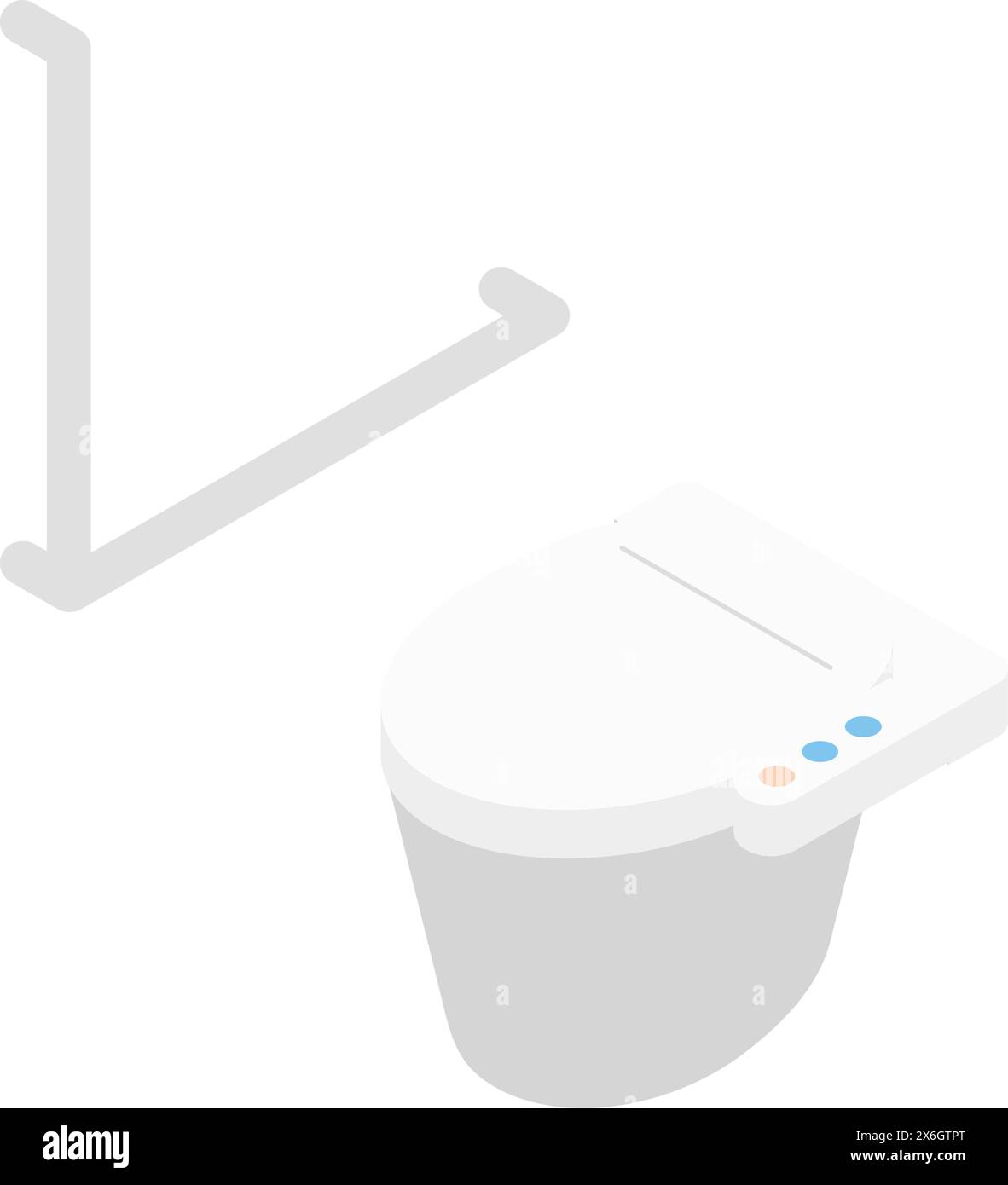 Home remodeling, caregiver remodeling to install handrails in bathroom, isometric illustration