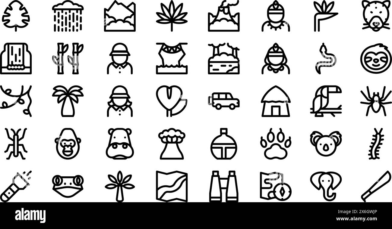 Jungle Icons Stock Vector