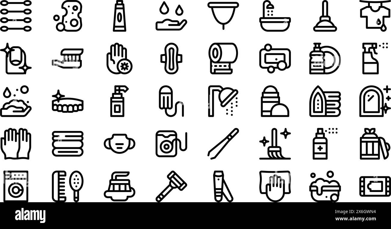 Hygiene Routine Icons collection is a vector illustration with editable ...