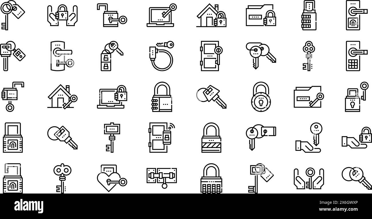 Keys And Locks Icons collection is a vector illustration with editable ...